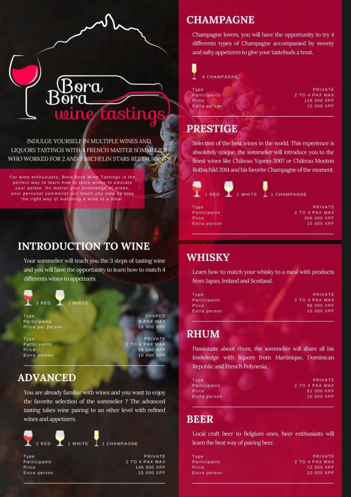 Bora Bora Wine Tastings, prestataire d'activité à Bora Bora